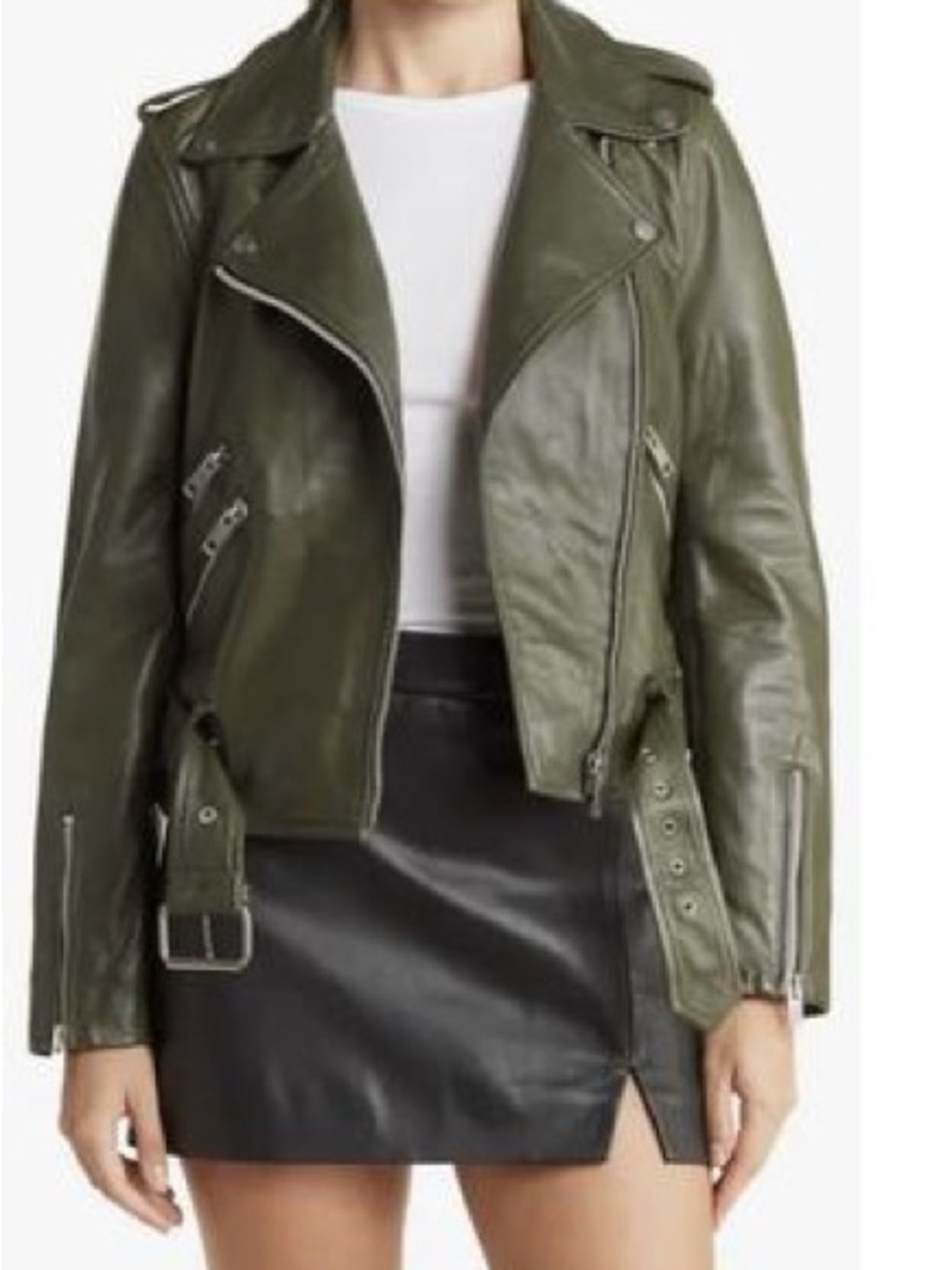 Walter Baker Allison Leather Jacket in Dark Olive (XL)